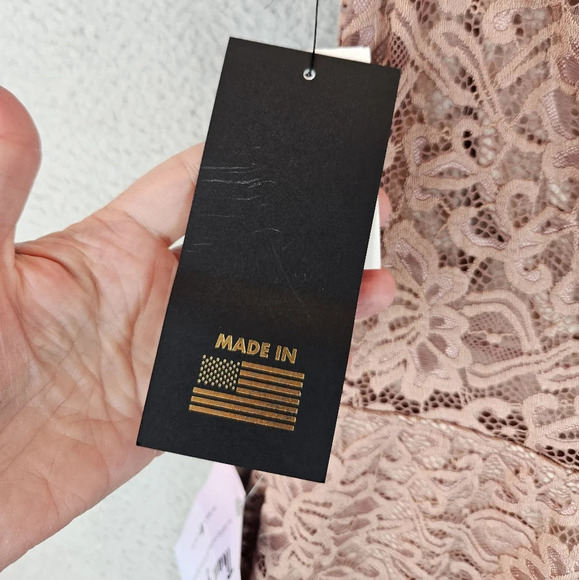 Maria Bonita Womens Lace Overlay Evening Dress Sz M Sand Color Stretch Body hug - Picture 11 of 12